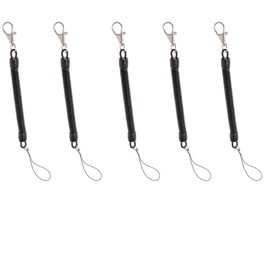 [MNWMNW] Curling Cord, 6 Pack, Black, Anti-Dropout, Retractable, Spiral Coil Strap, Drop Prevention Cord, Elastic Strap, Rope Strap, Anti-Theft Strap, For Smartphones, Cell Phones, Keys, Bobbleheads,