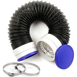 Kujunpao 4Inch Flexible Dryer Vent Hose, 3FT 6-Layer Aluminum Dryer Duct with Rubber Seals Connectors Heat- Resistant vent vacuum hose for Tight Spaces, Dryer Vent Ventilation Kit with 2 Clamps