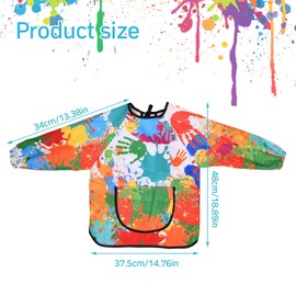2 x Children's Painting Aprons, Painting Coat, Painting Coat, 2-7 Years for Art, Painting, Cooking, School, 1st Grade, Painting Apron Children with Sleeves and Big Pockets, Baking School for Girls and
