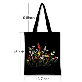 Embroidery Starter Set, Tote Bag Embroidery Starter Kit with Floral Pattern Plants and Instructions Cross Stitch Starter Tools Kit Cross Stitch Tool Set for DIY Arts, Crafts, Sewing, C