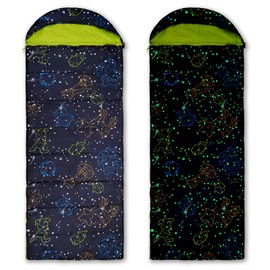 AceCamp Kids' Glow-in-The-Dark Sleeping Bag - Portable, Water-Resistant, Temp Rating 30F/ -1, for Camping, Hiking, Slumber Party (Youth)