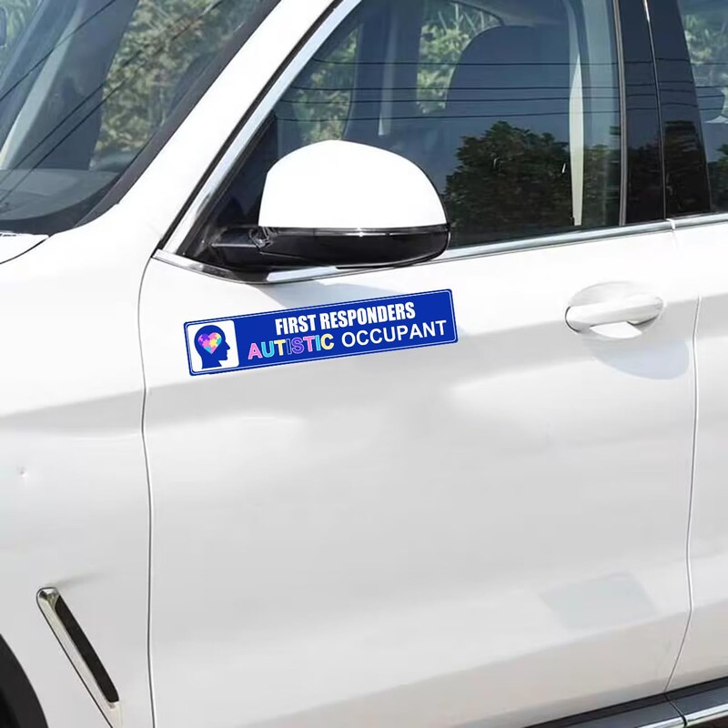 Trendsslabels Autistic Occupant Car Sticker, 4 Pcs, Blue, Vinyl, 5x1