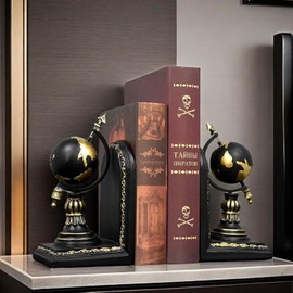 Vintage Decorative The Earth Bookends Globe Astronomy Book Ends Bookend Shelf Supports Shelves Stoppers Holder Home Decor, Set of 2