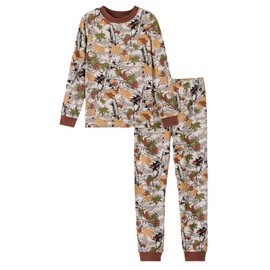 PATPAT Toddler Kids Pajama Sets with Bamboo Viscose - 2 Pieces Soft Snug Fit Pjs for Boys and Girls,All-Season Comfort Sleepwear, Brown Forest Camo, Size 12 Years