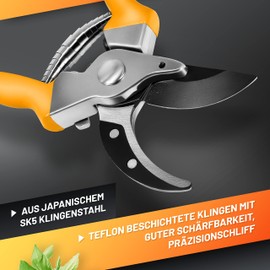 GRÜNTEK Bypass Secateurs Woodpecker, Allround Comfort Gardening Pruning Shears/Scissors with Japanese SK5 Steel Blade 55 mm