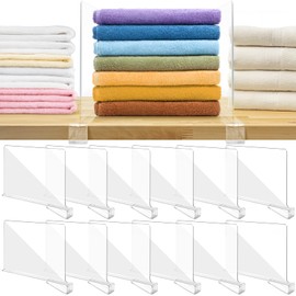 Bgtecho 12 Pack Acrylic Shelf Dividers,Clear Acrylic Divider for Clothes/Purses,Wood Shelf Closet Separators,Shelf Divider Closet Organizer,Shelf Separators in Bedroom Kitchen Office Cabinets Storage