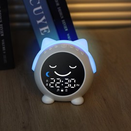 MRSCOZ Toddlers Sleep Training Clock, Alarm Clock for Kids, Bluetooth Music Player & Digital Clock, Sound Machine for Bedroom, Alarm Clock Trainer with Wake up Light