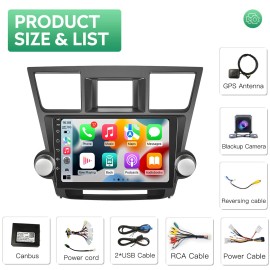 t-carplay SWC Apple Carplay Car Stereo Radio Android 12 For Toyota Highlander 2008-2013