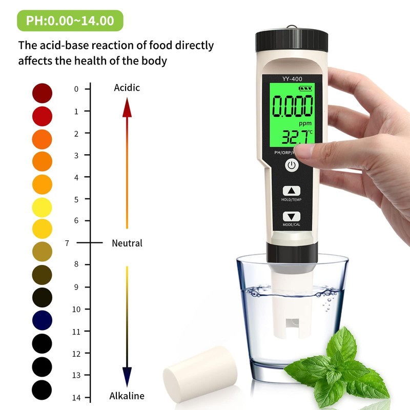 YIYEGO pH Meter, 4-in-1 pH ORP H2 TEMP Tester, Acqua