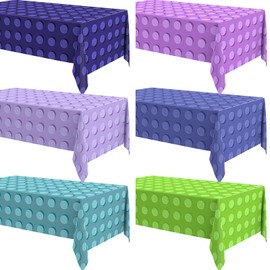 Oudain 54 x 108 inch Building Block Tablecloths Disposable Waterproof Table Cover Building Block Theme Party Decoration Brick Table Cloth for Birthday (Fresh,6 Pcs)