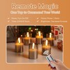 Grey Glass Flameless Votive Candles with Remote Timer, Real Wax