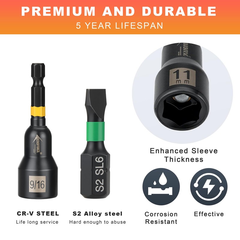 AEROFORCE 41 PCS Magnetic Nut Driver Set, Impact Drill Driver