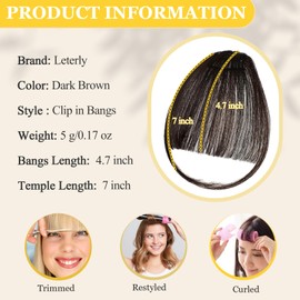 Leterly Clip in Bangs,Bangs Hair Clip Natural Wispy Air Extensions for Women Fake Fringe with Temples Hairpieces for Daily Wear Dark Brown-1