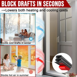 alophoty Weather Stripping Door Seal - 32.8 Ft Self-Adhesive TPE Rubber Door Seal Strip for Door Frame/Window Seal, Soundproofing & Insulation Strip to Block Drafts, Wind, Noise, Dust (Black)