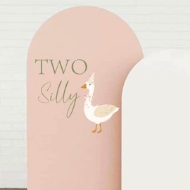 Capiont Two Silly Goose Decal - Goose 2nd Birthday Decorations for Girls, Farm Animal Theme Second Birthday Party Decoration，Balloon arch sticker，Photo props (Two Silly Goose Green)