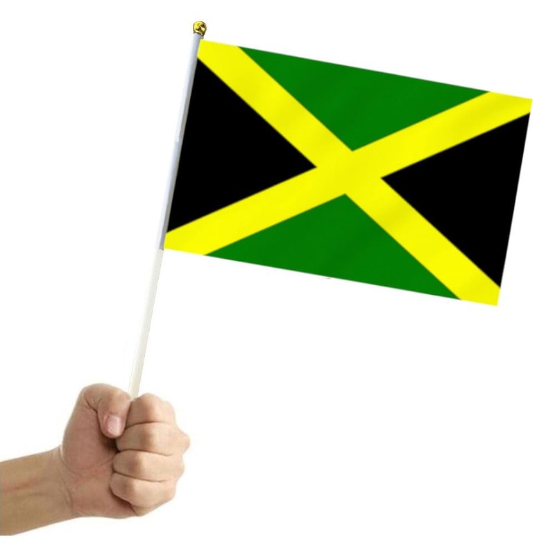 10 PCS Handheld Jamaica Flag,8.5×5.5 Inch Hand Held Mini Jamaican