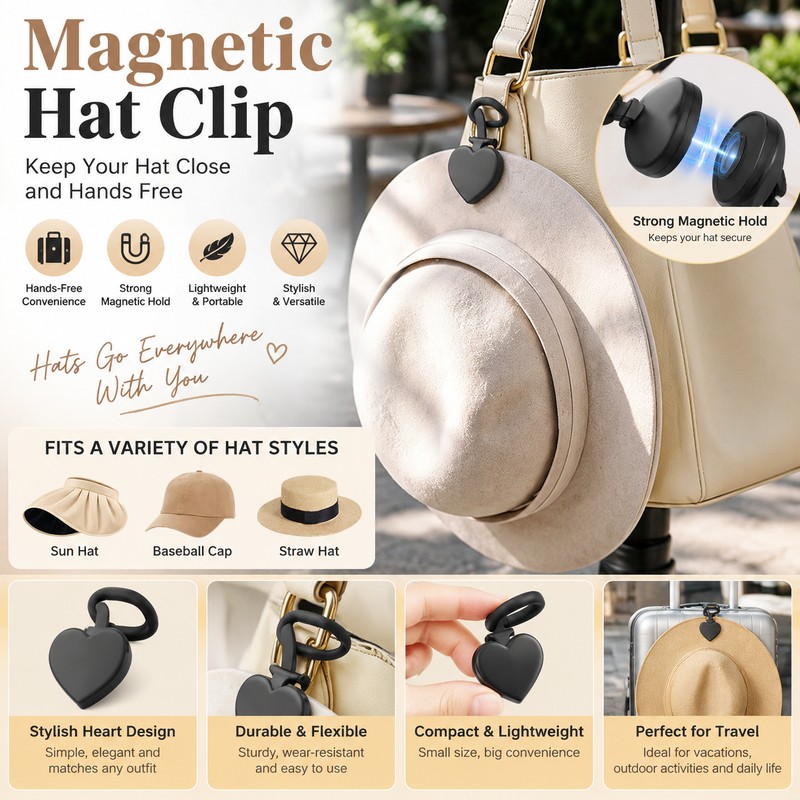 Securely Holds Hats in Place,Silicone Magnetic Hat Clip, Magnet Hat