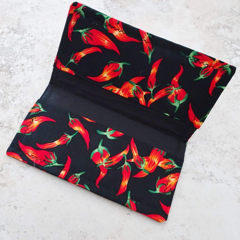 Checkbook Cover - Billfold Wallet - Red Chili Pepper Fabric