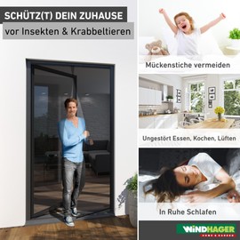 Windhager Basic Fly Screen Curtain for Doors, Door Curtain, Slat Curtain, Fly Screen, 100 x 210 cm, Anthracite, 04507