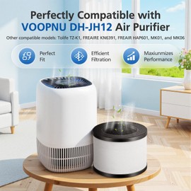 3 Pack DH-JH12 Replacement Filter Compatible with VOOPNU DH-JH12 Air Purifier, ToLife TZ-K1 Air Puri-fier, MK01 MK06, and FreAire KN6391 Air Purifiers, 3-in-1 Filtration DH-JH12 Replcement Filter