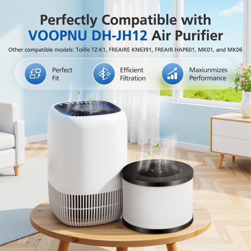 3 Pack DH-JH12 Replacement Filter Compatible with VOOPNU DH-JH12 Air