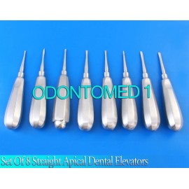 ODM SET OF 8 STRAIGHT APICAL DENTAL SURGERY EXTRACTING EXTRACTION ROOT TIP ELEVATORS