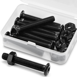 (8 Sets) M8 x 40 mm Flat Head Allen Screws and Nuts Set, 304 Stainless Steel Black Oxide, Hex Screws for Furniture, Furniture Screws