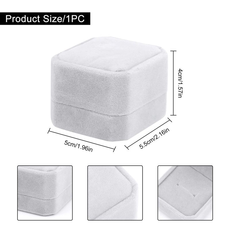 Velvet Ring Box for Engagement Ring Grey Ring Boxes for