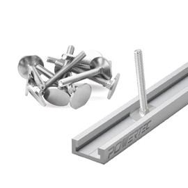 POWERTEC 71817 32-Inch Aluminum Miter T-Track with 10-PC Miter T Locking Bolts for Miter Gauge Slots 3/4" x 3/8", For Table Saw, Router Table & Unisaw