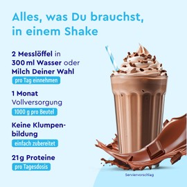 gloryfeel Veganes Proteinpulver Schokolade - 1kg pflanzliches Eiweiß - 33 Portionen mit 21g Protein - OHNE Soja - Aus Erbsen-, Ackerbohnen- und Sonnenblumenprotein Pulver - 100% vegan & laktosefrei