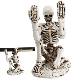 NUOLUX Pen Holder, 1 Pen Holder, Halloween, Decoration, Skull, Skeleton Skull, Stylish, Interior Decoration, Figurine, Pen Stand, Pen Holder