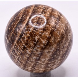 2" Banded Brown Aragonite Sphere Polished Natural Layered Gemstone Crystal Mineral Collectible Ball - Peru + Stand (1PC)
