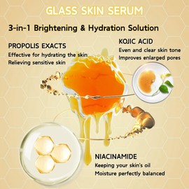 Propolis Serum 30ml with Hyaluronic Acid & Kojic Acid - Lightweight Brightening Face Serum for Dull Skin, Refines Pores, Dark Spot Remover for Face Care, Create Glass Skin