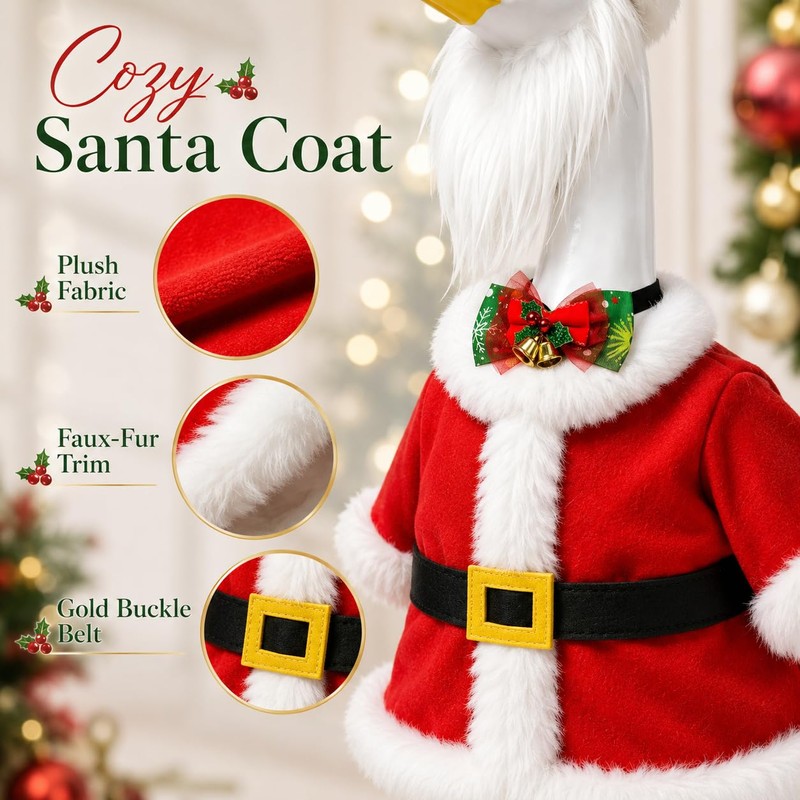 23" Christmas Porch Goose Outfits, Santa Goose Clothes with Bowtie