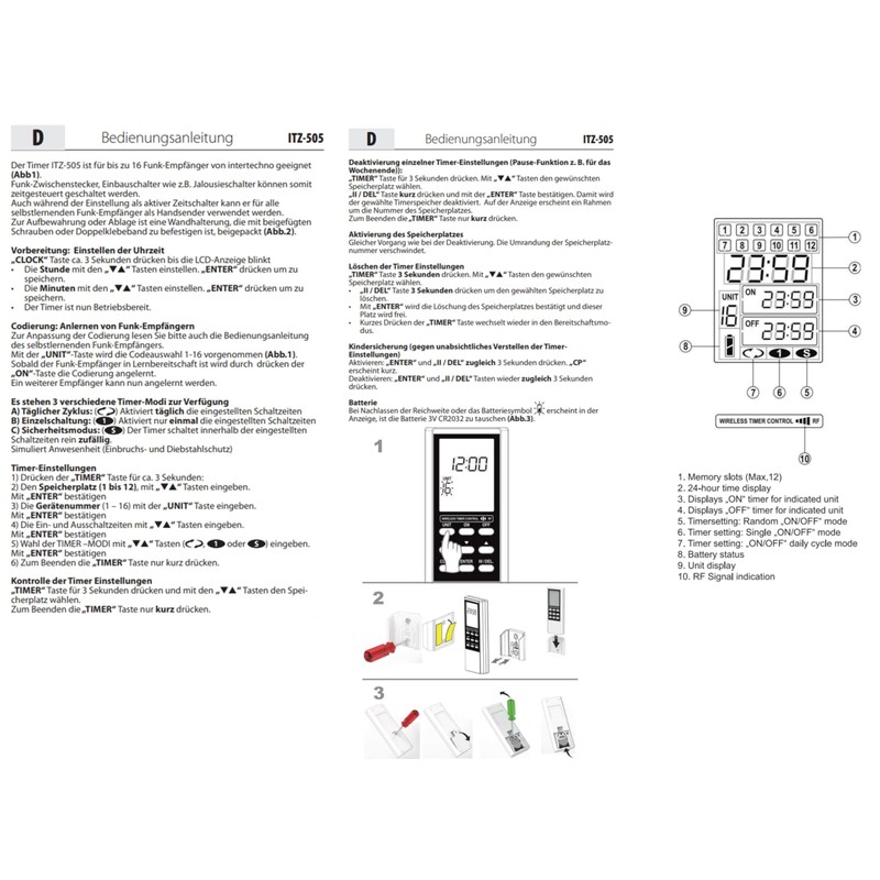 Intertechno ITZ-505 Wireless Timer Handheld Transmitter, Silver/Grey, Approx. 120 x