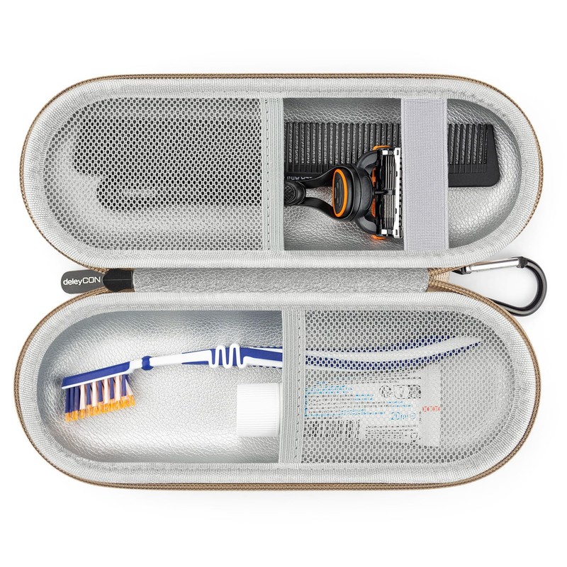 deleyCON Travel Case for Toothbrushes etc., Matte gold, Toiletry bag