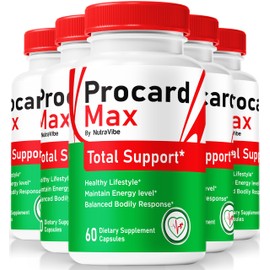 NutraVibe (5 Pack) Procard Max, Pro Card Max Capsules, All-Natural Formula to Support Healthy Circulation, Energy, and Overall Well-Being, Premium ProCard Max Pastillas, Review (300 Capsules)