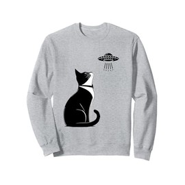 Tuxedo Cat UFO T-Shirt Funny Alien Cat Lover Gift Whimsical Sweatshirt