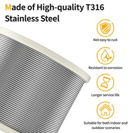 AggFencer T316 Stainless Steel Cable for Decking Railings, 500FT 1/8" 7x7 Strands Silver Wire Rope for Deck Railings System Kit