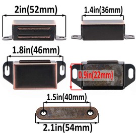 20 lbs Magnetic Door Catch, Heavy Duty Latch for Cabinets Shutter Closet Furniture Door, Stainless Steel Cabinet Catch, Oil Rubbed Bronze (4 Pack)