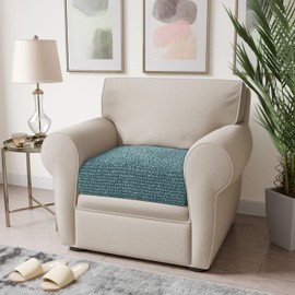 PAULATO BY GA.I.CO. Couch Cushion Cover - Sofa Cushion Cover - T-Cushion & Box-Cushion Slipcover - Replacement Sofa Furniture Protector - Stretch Seating Covers - Microfibra - Teal (Seat Covers)