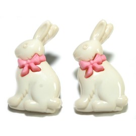 Pink and Cream Easter Bunny Clip On Earrings (H111clip)
