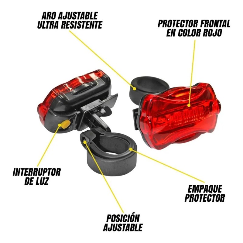 Lampara Trasera Para Bicicleta 5 Leds Luz Roja