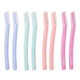 Bliss 8-Pack Curved Dermaplaning Razor Set - Pink/Purple/Orange/Green