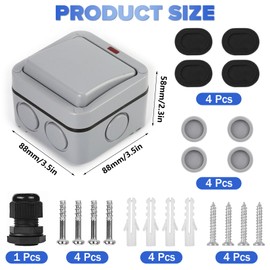 Idota Light Switch Outdoor Weatherproof Switch Universal Switch 20A IP66 Waterproof Switch with Dust Independent Switch and Indicator Light Switch Surface-Mounted for Outdoor Garden Balcony