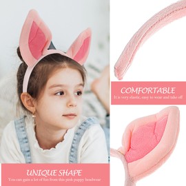 minkissy Pig Ears Headband Pig Ear Headpiece Fancy Dress Animal Cosplay Headwear Plush Animal Headband for Women Girls Wash Face Pink Pig Ears Fancy Dress