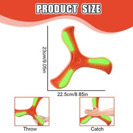 WUSJCOF Pack of 2 Triple Wing Boomerang Throwing Game for Children, Red, Yellow, Cool Night Fluorescence