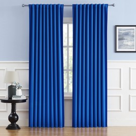 DUALIFE Royal Blue Curtains Room Darkening Curtains，Rod Pocket and Back Tab Thermal Insulated Curtains 52x96 Inch，2 Panels
