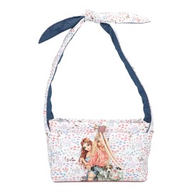 Depesche 12926 TOPModel Velo Fleur Shoulder Bag in White and Blue, with Model Motif and Floral Pattern, Handbag with Knot Detail, Multicoloured