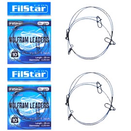PRO FILSTAR Tungsten Leader Pike Set 2 x 2 Pieces - Fishing Leaders with Swivels - Spin Fishing - Fishing Leaders Sport Set - Fishing Set - Fishing Accessories - Spin Fishing (35 cm/10 kg/0.23 mm)
